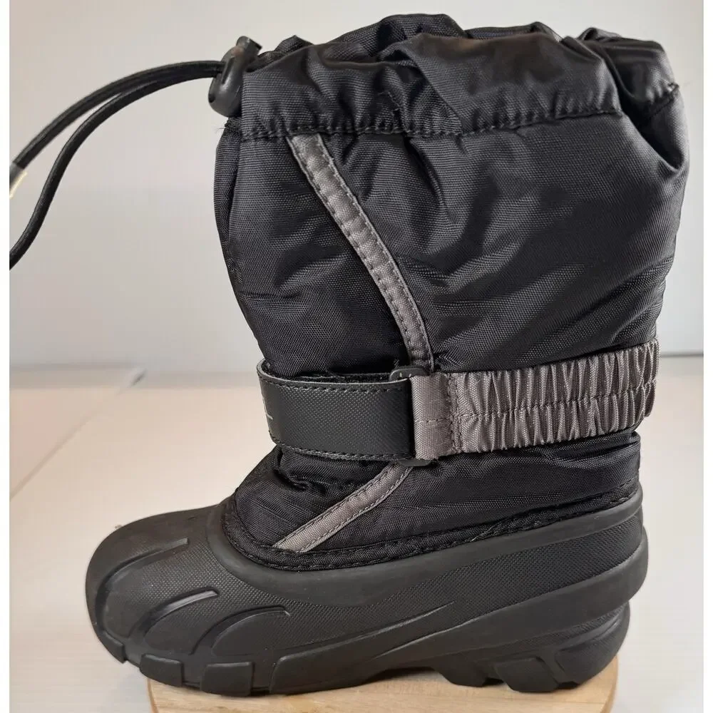 Sorel Cub Kids Size 12 Black Waterproof Insulated Snow Boots Drawstring